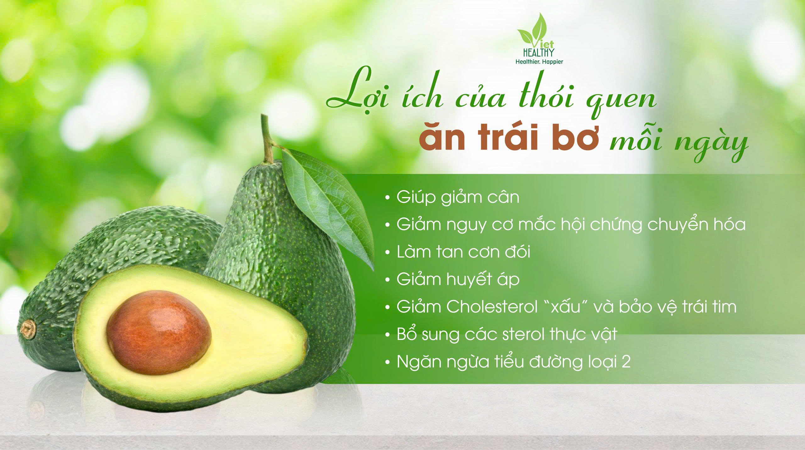 TÁM LỢI ÍCH CỦA THÓI QUEN ĂN QUẢ BƠ HÀNG NGÀY